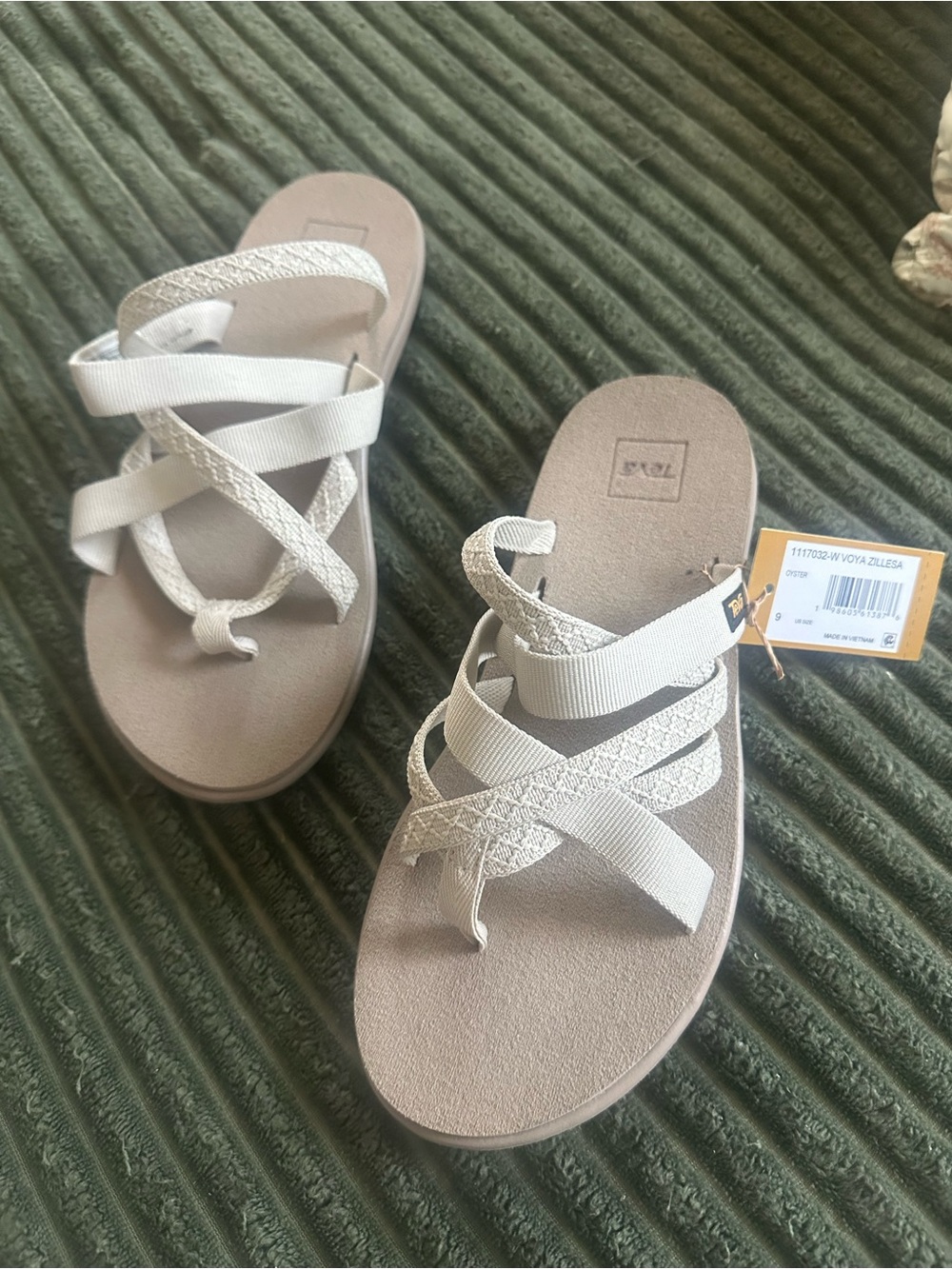 Teva Women's Strappy Toe-Loop Sandals in Light Beige and Off-White
